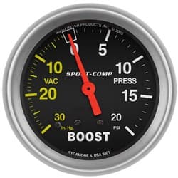 SPORT-COMP 2-5/8" BOOST/VAC 30 IN/HG - 20 PSI, MECHANICAL AUTO METER - 3401