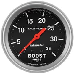 SPORT-COMP 2-5/8" BOOST GAUGE 0-35PSI, MECHANICAL, 10FT AUTO METER - 3404