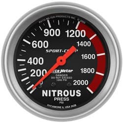 SPORT-COMP 2-5/8" NITROUS PRES 0-2000PSI, MECHANICAL AUTO METER - 3428