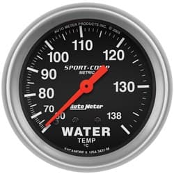 SPORT-COMP 2-5/8" WATER TEMP 60-138Â°C, MECHANICAL, 6FT AUTO METER - 3431-M