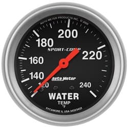 SPORT-COMP 2-5/8" WATER TEMP 120-240Â°F, MECHANICAL, 12FT AUTO METER - 3433