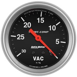 SPORT-COMP 2-5/8" VACUUM 0-30 IN/HG, MECHANICAL, 10FT AUTO METER - 3484