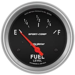 SPORT-COMP 2-5/8" FUEL LEVEL 0-90 OHM, SHORT SWEEP ELECTRIC AUTO METER - 3514