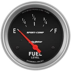 SPORT-COMP 2-5/8" FUEL LEVEL 0-30 OHM, SHORT SWEEP ELECTRIC AUTO METER - 3517