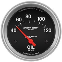 SPORT-COMP 2-5/8" OIL TEMP 40-120Â°C, SHORT SWEEP ELECT AUTO METER - 3542-M