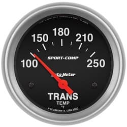 SPORT-COMP 2-5/8" TRANS TEMP 100-250Â°F, SHORT SWEEP ELECT AUTO METER - 3552
