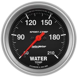 SPORT-COMP 2-5/8" WATER TEMP 60-210Â°F, FULL SWEEP ELECTRIC AUTO METER - 3569