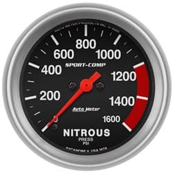 SPORT-COMP 2-5/8" NITROUS PRES 0-1600PSI, FULL SWEEP ELECTRIC AUTO METER - 3574