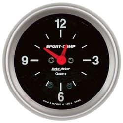 SPORT-COMP 2-5/8" CLOCK ANALOGUE ELECTRIC AUTO METER - 3585
