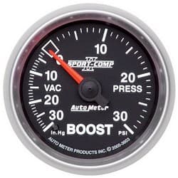 SPORT-COMP II 2-1/16 BOOST/VAC 30IN/HG-30PSI, MECHANICAL 10FT AUTO METER - 3603