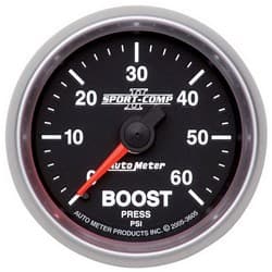 SPORT-COMP II 2-1/16 BOOST 0-60PSI, MECHANICAL, 10FT AUTO METER - 3605