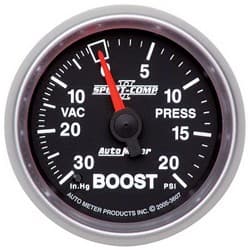 SPORT-COMP II 2-1/16 BOOST 30IN/HG-20PSI, MECHANICAL 10FT AUTO METER - 3607
