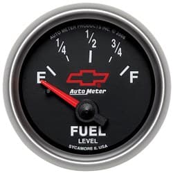 2-1/16" FUEL LEVEL 0-90 OHMS BLACK FACE, GM CHEVY BOWTIE AUTOMETER / 3613-00406