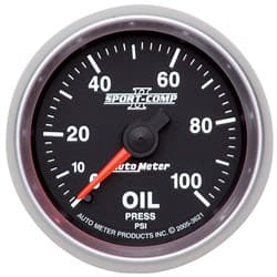 2-1/16 OIL PRESS, 0-100 PSI, MECHANICAL, SPORT-COMP II AUTO METER - 3621