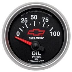 2-1/16" ELECT OIL PRESS 100PSI BLACK FACE, GM CHEVY BOWTIE AUTOMETER / 3627-00406