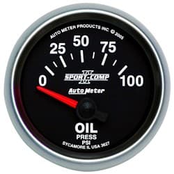 2-1/16 OIL PRESS, 0-100 PSI, 2-1/16  SPORT-COMP II AUTO METER - 3627