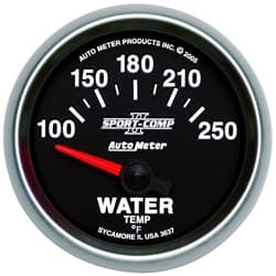 2-1/16 WATER TEMP, 100- 250`F 2-1/16  SPORT-COMP II AUTO METER - 3637