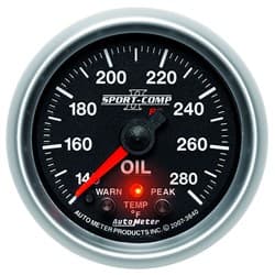 SPORT-COMP II OIL TEMPERATURE 140-280Â°F, FSE PEAK & WARNING AUTO METER - 3640