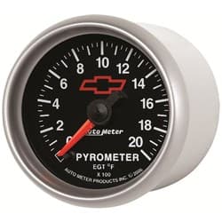 2-1/16" PYROMETER KIT 2000F BLACK FACE, GM CHEVY BOWTIE AUTOMETER / 3645-00406