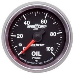 2-1/16" OIL PRESSURE 0-100 PSI SPORT COMP II FULL SWEEP ELECT AUTO METER - 3653