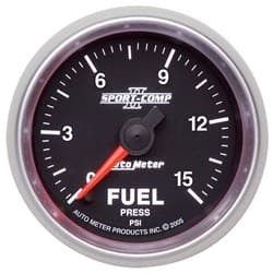 SPORT COMP II 2-1/16 FUEL PRES 0-15PSI, FULL SWEEP ELECTRIC AUTO METER - 3661