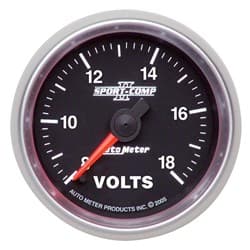SPORT-COMP II 2-1/16 VOLTMETER 8-18V, FULL SWEEP ELECTRIC AUTO METER - 3691