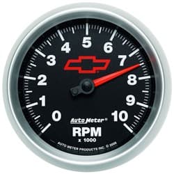 3-3/8" IN DASH TACH 10,000RPM BLACK FACE, GM CHEVY BOWTIE AUTOMETER / 3697-00406