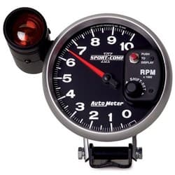 SPORT-COMP II 5" TACHOMETER 10,000RPM PEDESTAL, SHIFT LITE AUTO METER - 3699