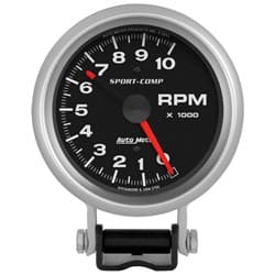 SPORT-COMP 3-3/4 TACH 10000RPM PEDESTAL MOUNT W/ ADJ POINTER AUTO METER - 3700