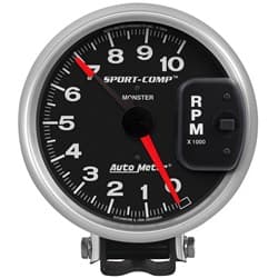 SPORT-COMP 5" TACHO 10,000RPM PEDESTAL MOUNT W/ ADJ POINTER AUTO METER - 3900