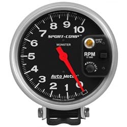 SPORT-COMP 5" TACHO 10,000RPM PEDESTAL MOUNT W/ SHIFT LIGHT AUTO METER - 3903