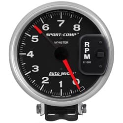 SPORT-COMP 5" TACHO 8,000RPM PEDESTAL MOUNT W/ ADJ POINTER AUTO METER - 3980