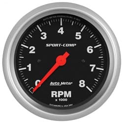 SPORT-COMP 3-3/8" TACH 8000RPM IN DASH AUTO METER - 3991