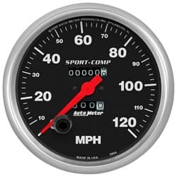SPORT-COMP 5" SPEEDO 120MPH IN DASH, MECHANICAL AUTO METER - 3994