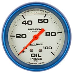 ULTRA-NITE 2-5/8" OIL PRESSURE 0-100PSI, MECH, LIQUID FILLED AUTOMETER / 4221