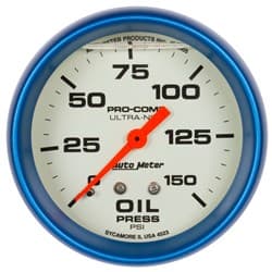 ULTRA-NITE 2-5/8" OIL PRESSURE 0-150PSI, MECHANICAL, 6FT AUTOMETER / 4223