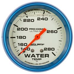 ULTRA-NITE 2-5/8" WATER TEMP 140-280Â°F MECH, LIQUID FILLED AUTOMETER / 4231