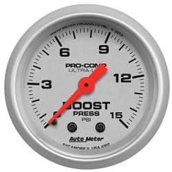 ULTRA-LITE 2-1/16" BOOST GAUGE 0-15PSI, MECHANICAL, 10FT AUTO METER - 4302