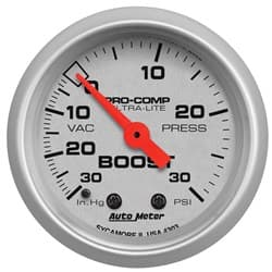 ULTRA-LITE 2-1/16" BOOST/VAC 30 IN/HG - 30 PSI, MECH, 10FT AUTO METER - 4303
