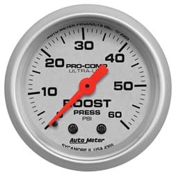 ULTRA-LITE 2-1/16" BOOST GAUGE 0-60PSI, MECHANICAL, 10FT AUTO METER - 4305