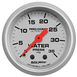 ULTRA-LITE 2-1/16" WATER PRESS 0-35PSI, MECHANICAL, 10FT AUTO METER - 4307