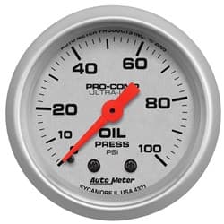 ULTRA-LITE 2-1/16" OIL PRESS 0-100PSI, MECHANICAL, 10FT AUTO METER - 4321