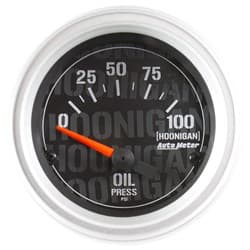HOONIGAN 2-1/16" OIL PRESSURE 0-100PSI, SHORT SWEEP ELECTRIC AUTO METER - 4327-09000