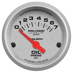 ULTRA-LITE 2-1/16" OIL PRESS 0-7.0 BAR, SHORT SWEEP ELECT AUTO METER - 4327-M