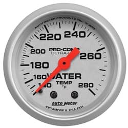 ULTRA-LITE 2-1/16" WATER TEMP 140-280Â°F, MECHANICAL, 6FT AUTO METER - 4331