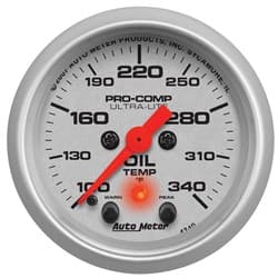 ULTRA-LITE 2-1/16" OIL TEMP 100-340Â°F, FS ELECT W/ PEAK AUTO METER - 4340