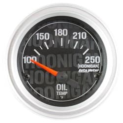 HOONIGAN 2-1/16" OIL TEMP 150-250Â°F, SHORT SWEEP ELECT AUTO METER - 4347-09000