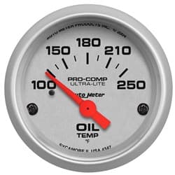 ULTRA-LITE 2-1/16" OIL TEMP 150-250Â°F, SHORT SWEEP ELECT AUTO METER - 4347