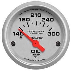 ULTRA-LITE 2-1/16" OIL TEMP 140-300Â°F, SHORT SWEEP ELECT AUTO METER - 4348
