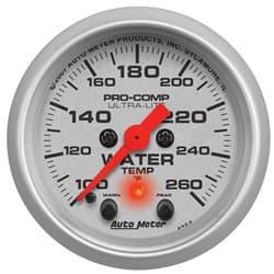 ULTRA-LITE 2-1/16" WATER TEMP 100-260Â°F, FS ELECT W/ PEAK AUTO METER - 4354